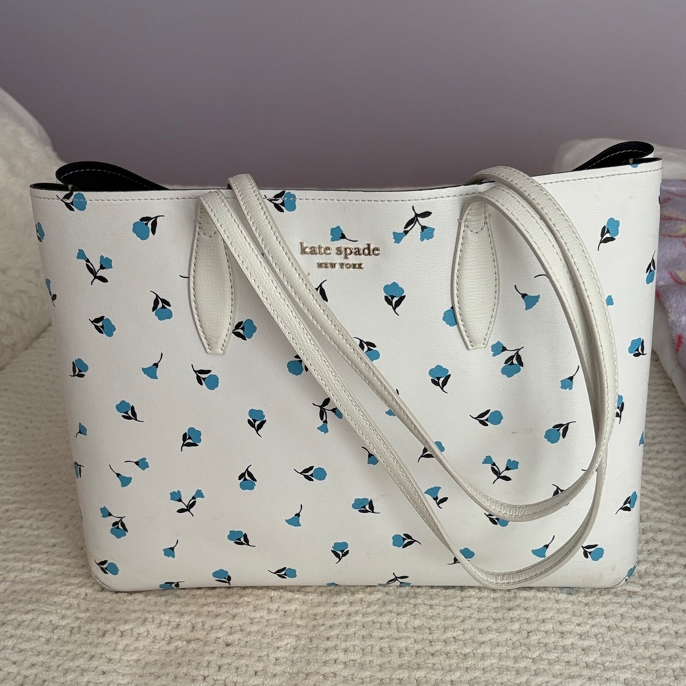 Kate Spade White and Blue Floral Tote